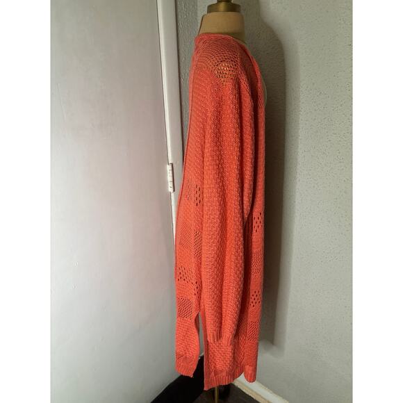 99 Jane Street Long Line Rust Open Front Cardigan XL Fall Winter Academia Boho - Picture 4 of 12